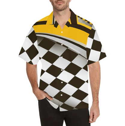 Checkered Flag Racing Style Men's Hawaiian Shirt
