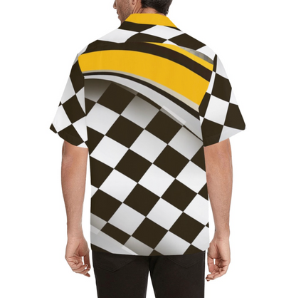 Checkered Flag Racing Style Men's Hawaiian Shirt