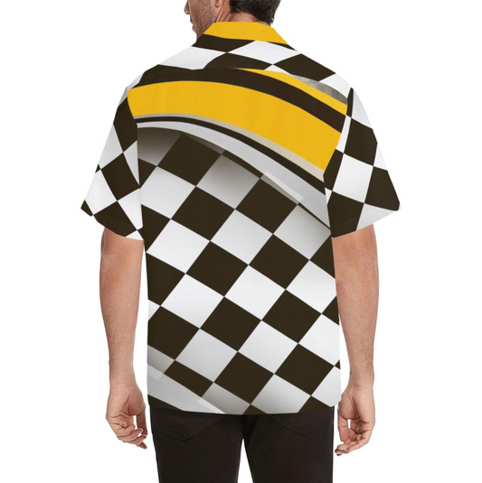 Checkered Flag Racing Style Men's Hawaiian Shirt