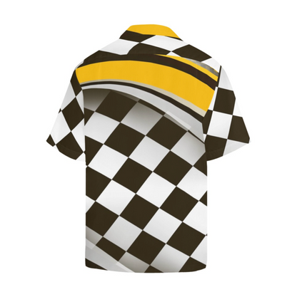 Checkered Flag Racing Style Men's Hawaiian Shirt