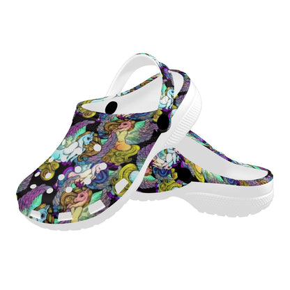 Unicorn With Wings Print Pattern Unisex Clogs Shoes