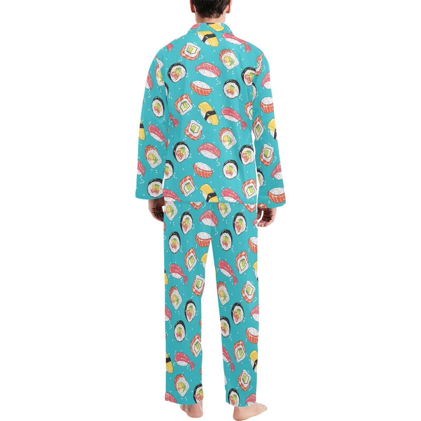 Sushi Print Design LKS305 Men's Long Pajama Set
