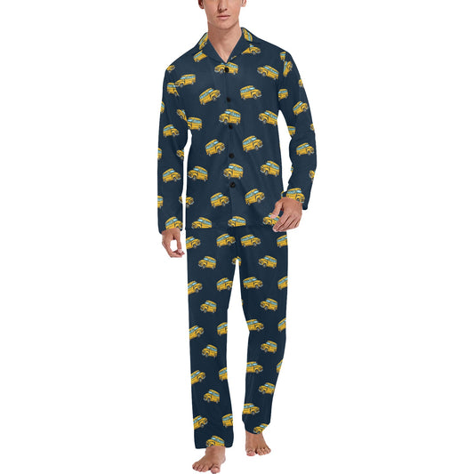 School Bus Print Design LKS304 Men's Long Pajama Set