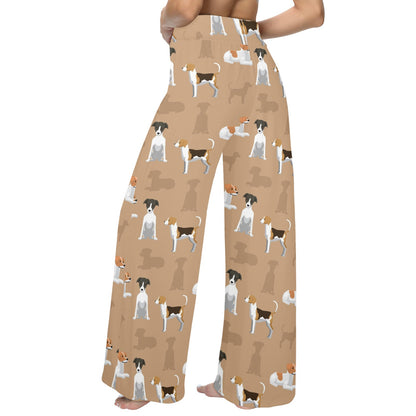 English Foxhounds Design Print Pattern JJ0127 Women's Wide Leg Lounge Pants