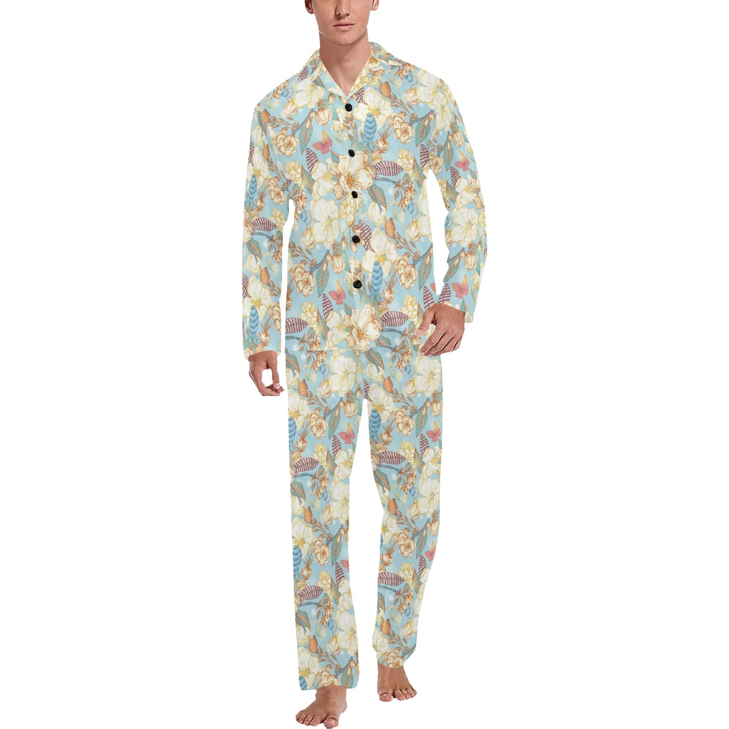 Summer Floral Print Design LKS302 Men's Long Pajama Set