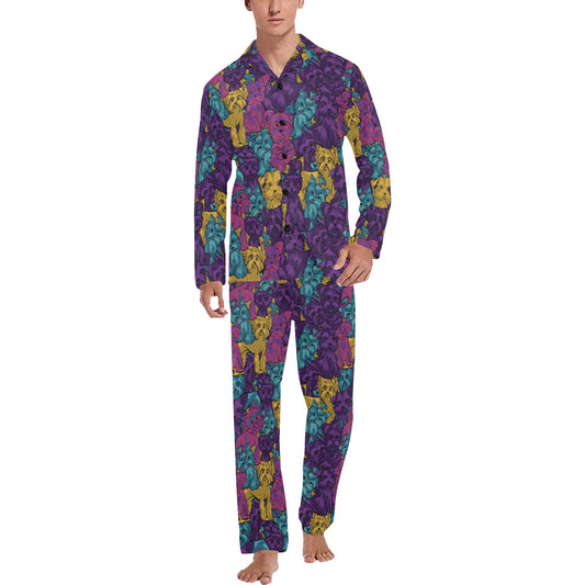 Yorkshire Terriers Print Design LKS3010 Men's Long Pajama Set