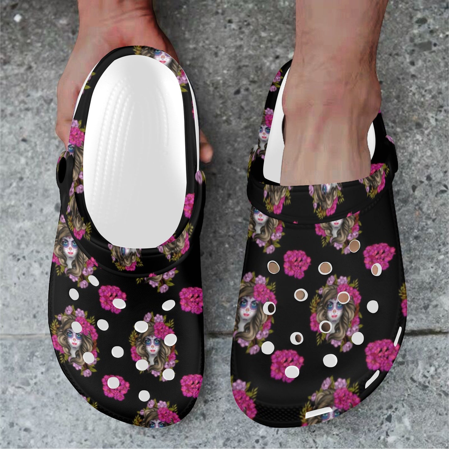 Day of the Dead Makeup Girl Unisex Clogs Shoes