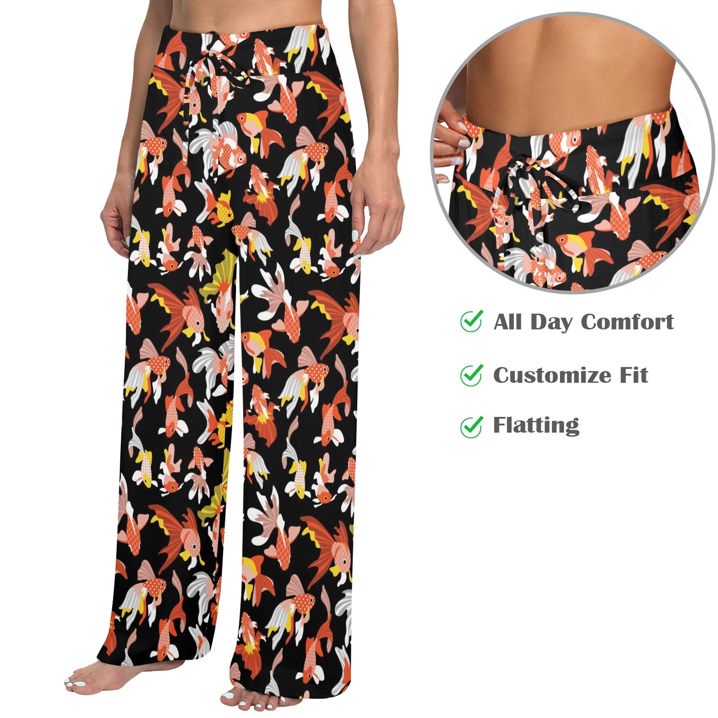 Goldfish Print Design LKS401 Women's Wide Leg Lounge Pants