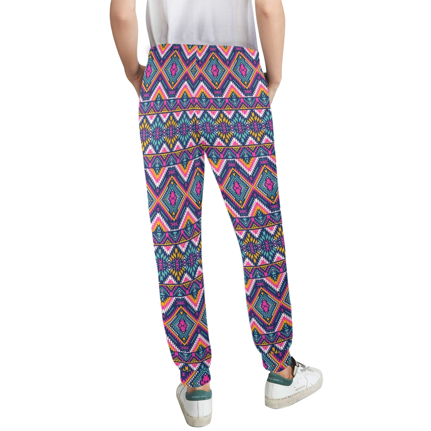 Indian Navajo Pink Themed Design Print Women's Casual Track Pants