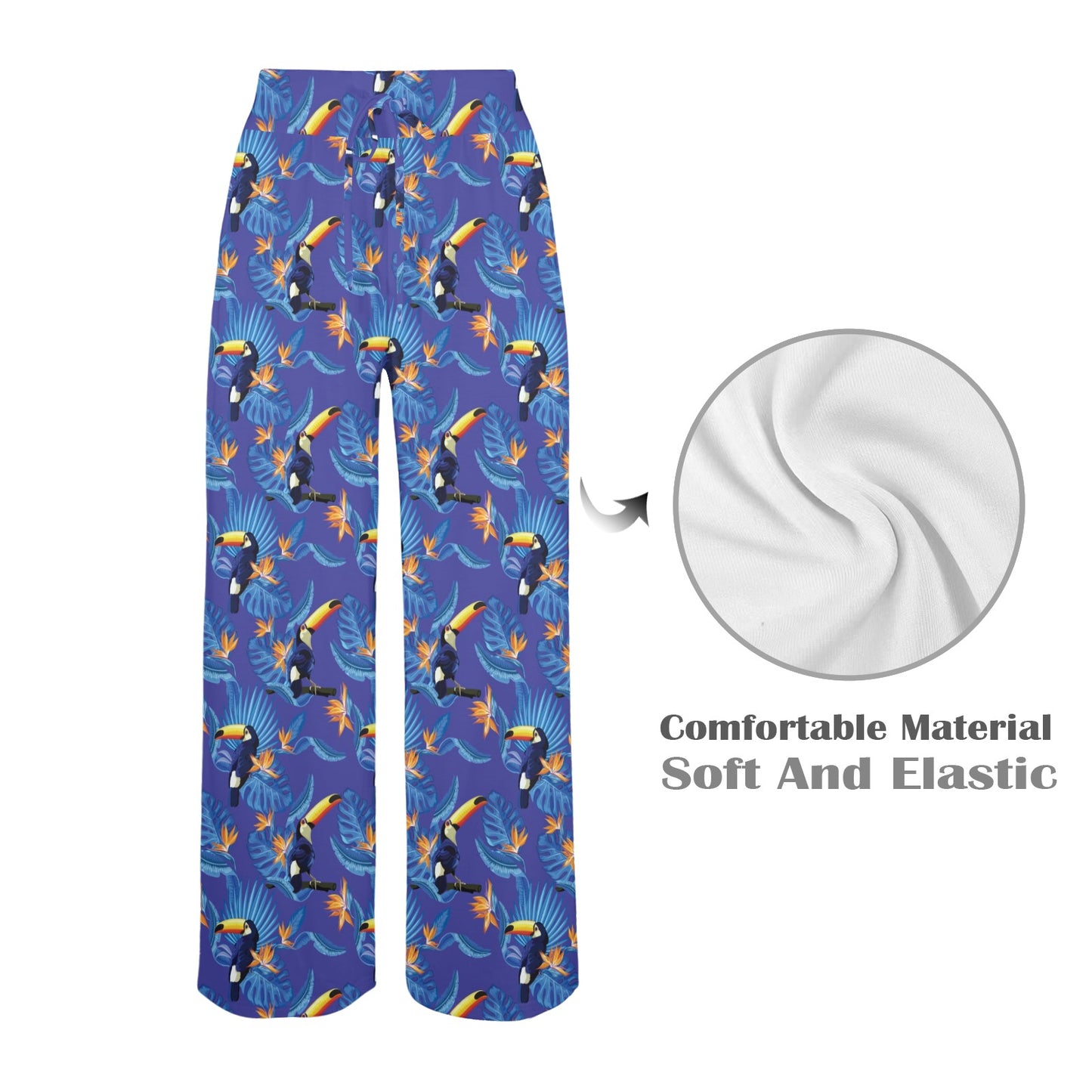 Toucan Print Design LKS306 Women's Wide Leg Lounge Pants