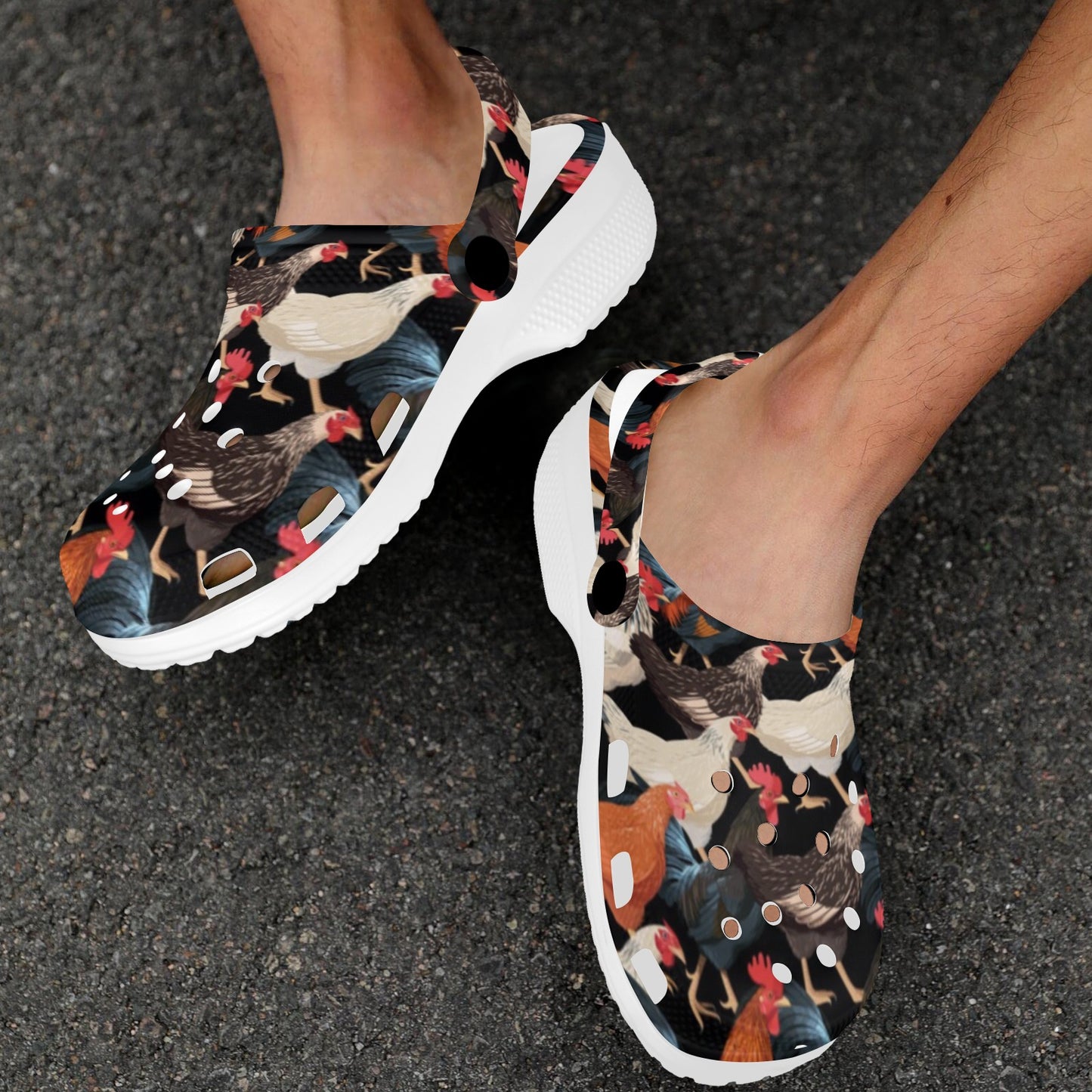 Chicken Print Pattern Unisex Clogs Shoes