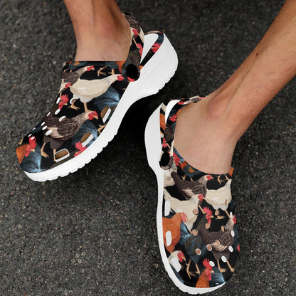 Chicken Print Pattern Unisex Clogs Shoes