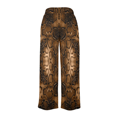Snake Skin Brown Print Women's Wide Leg Lounge Pants