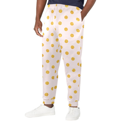 Polka Dot Gold Pink Pattern Print Design 01 Men's Casual Track Pants