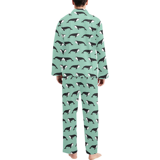 Whale Print Design LKS307 Men's Long Pajama Set
