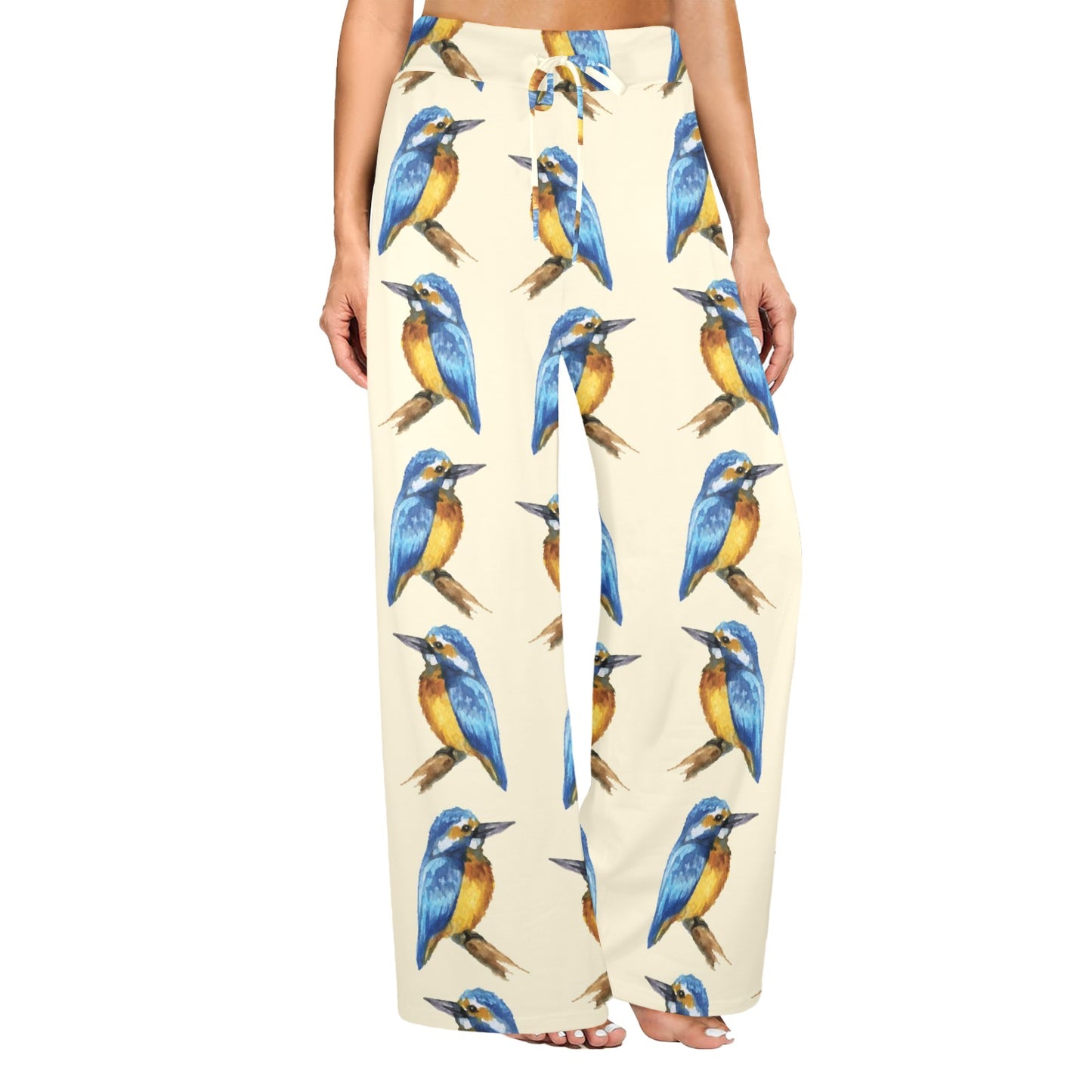 Kingfisher Pattern Print Design 01 Women's Wide Leg Lounge Pants