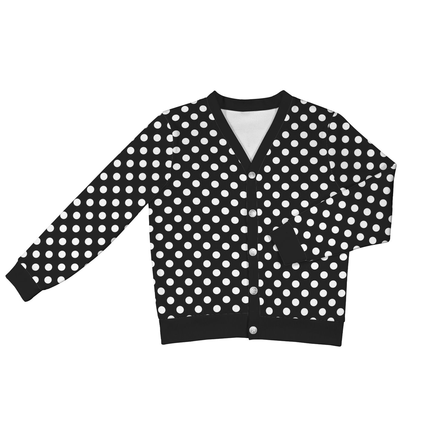 Polka Dot Black White Pattern Print Design 03 Women's Cardigan