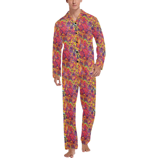 Splatter Print Design LKS303 Men's Long Pajama Set