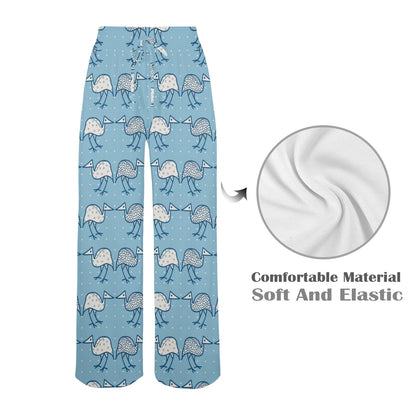 Emu Pattern Print Design 01 Women's Wide Leg Lounge Pants
