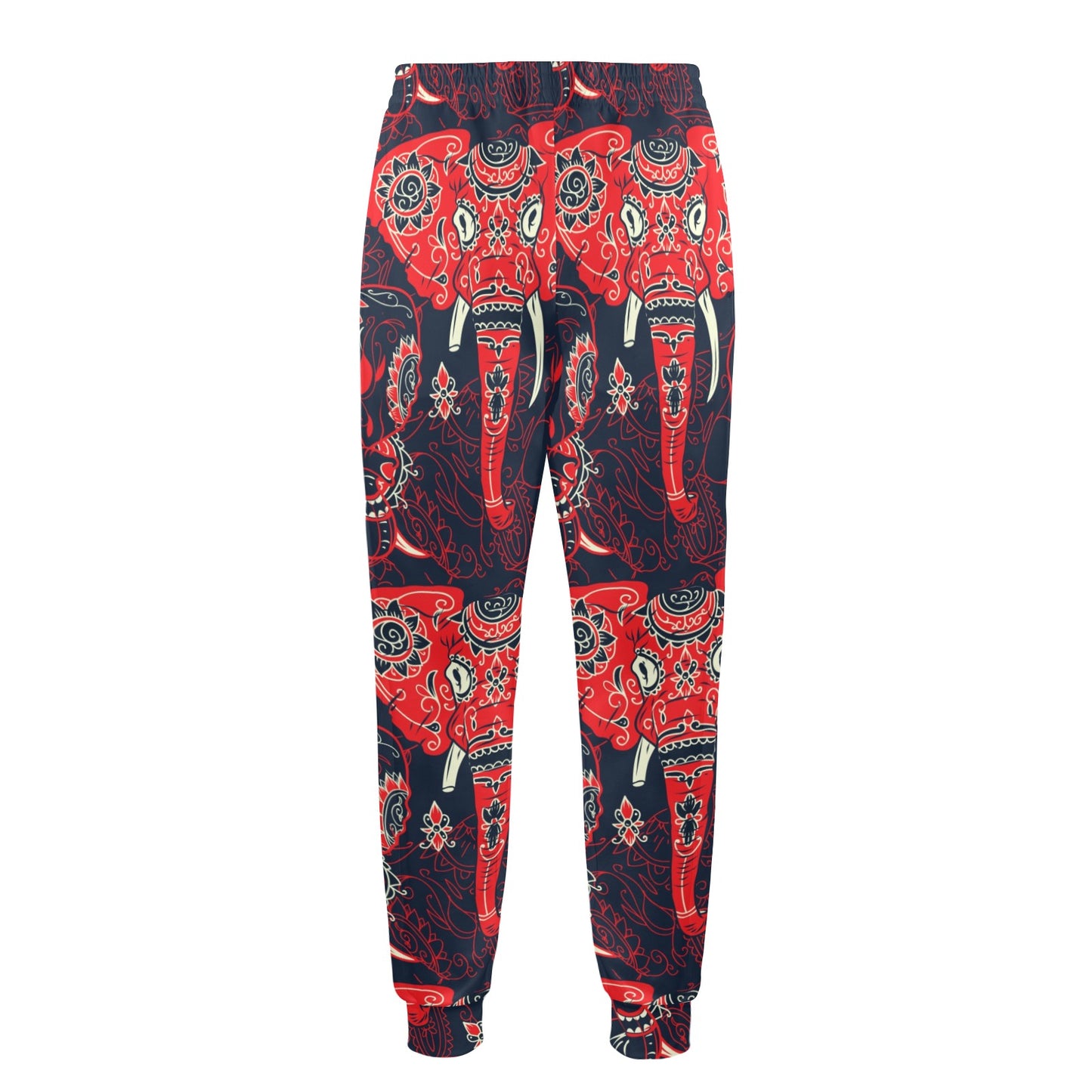Red Indian Elephant Pattern Men's Casual Track Pants