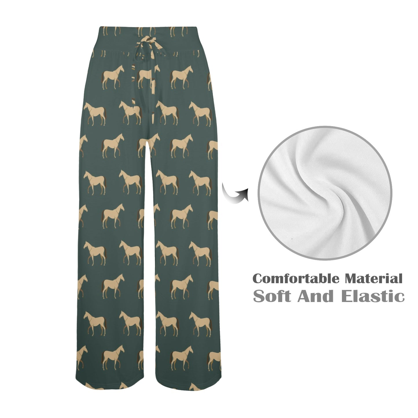 Horse Classic Themed Pattern Print Women's Wide Leg Lounge Pants