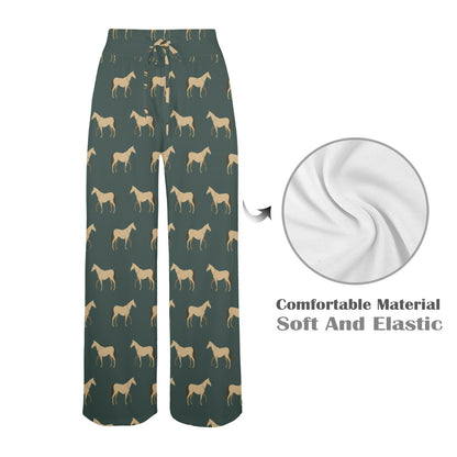 Horse Classic Themed Pattern Print Women's Wide Leg Lounge Pants