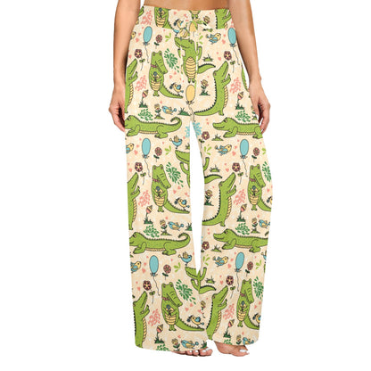 Alligator Pattern Print Design 01 Women's Wide Leg Lounge Pants