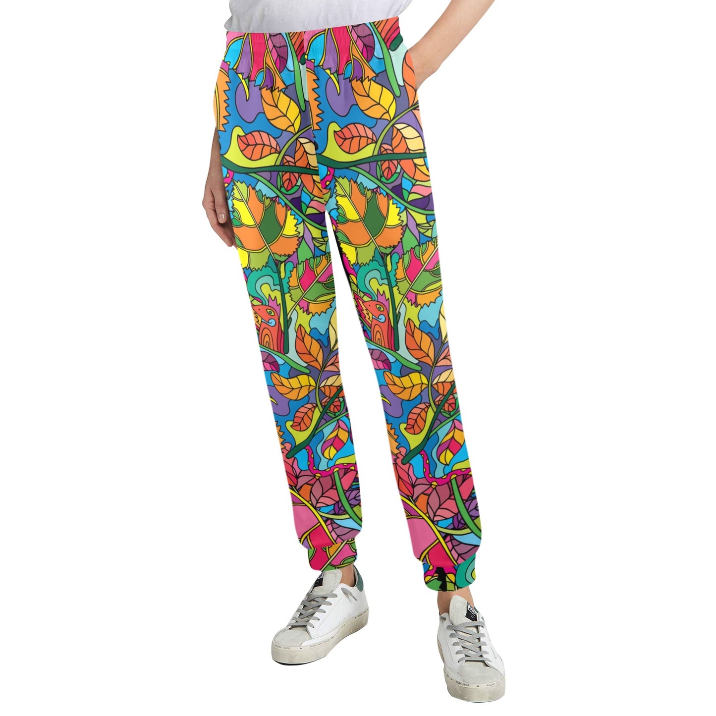 Psychedelic Trippy Flower Print Women's Casual Track Pants