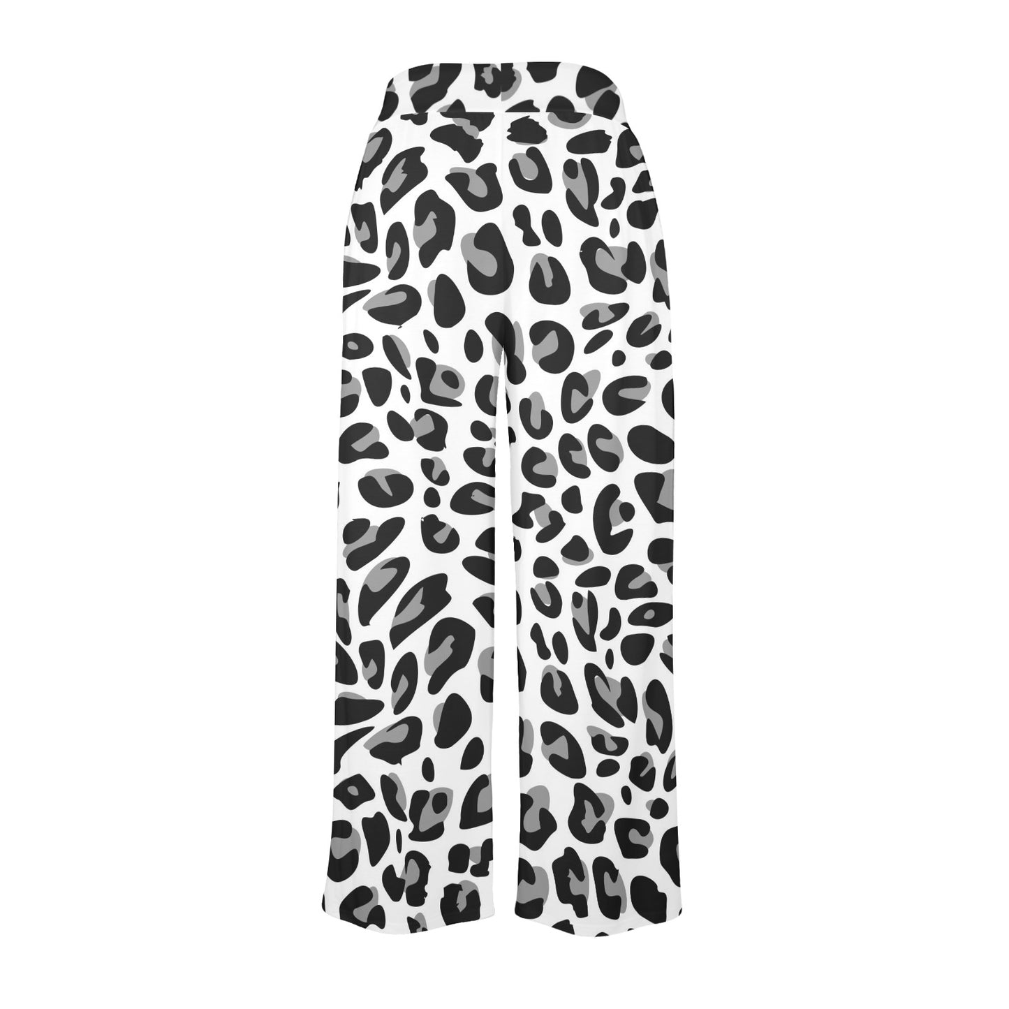 Snow Leopard Skin Print Women's Wide Leg Lounge Pants