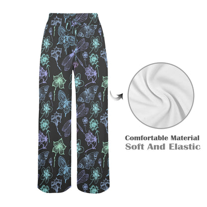 Butterfly Dragonfly Women's Wide Leg Lounge Pants