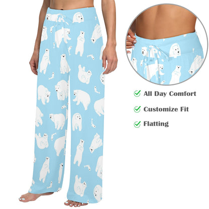 Polar Bear Pattern Print Design PB01 Women's Wide Leg Lounge Pants
