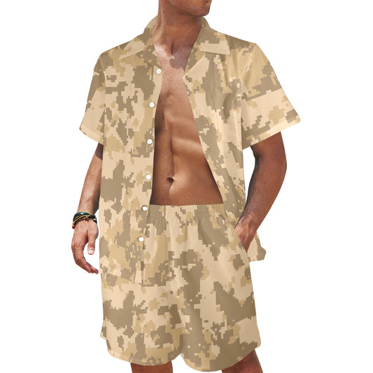 ACU Digital Desert Camouflage Men's Beach Shirt and Shorts Set