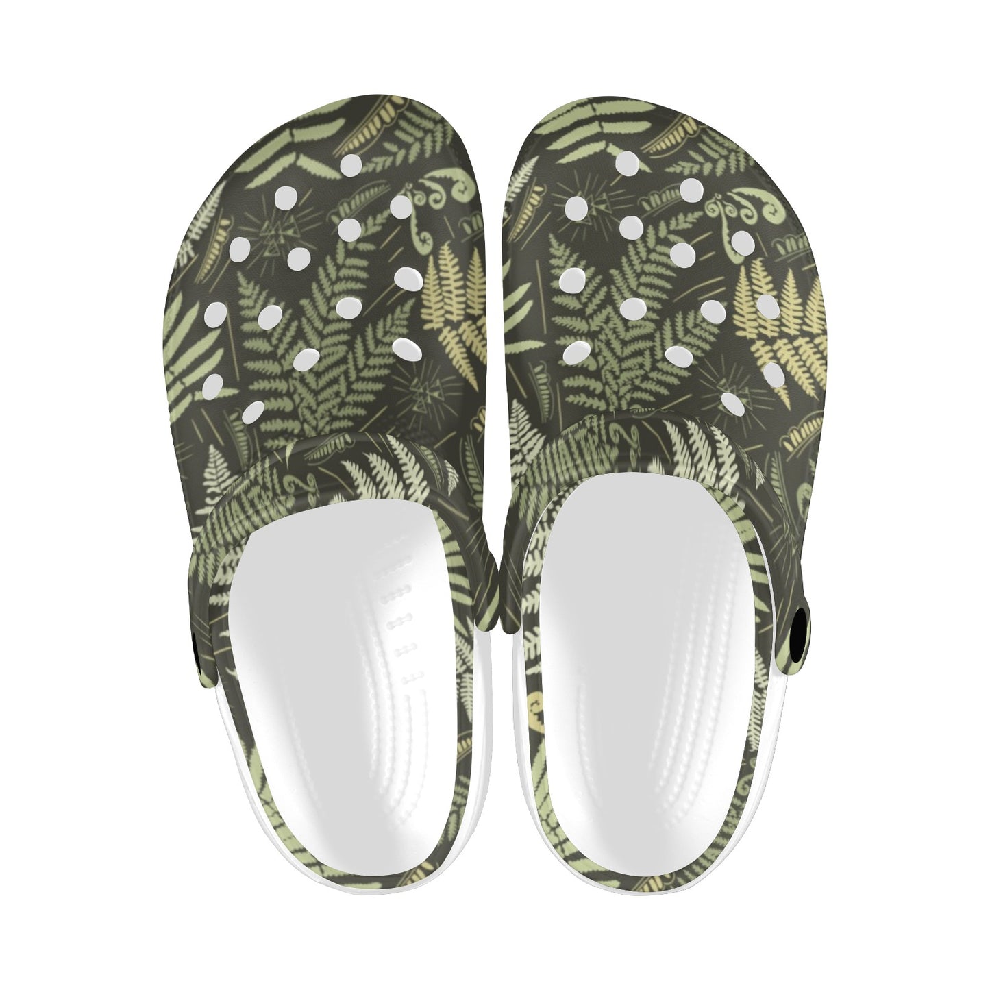 Fern Leave Green Print Pattern Unisex Clogs Shoes