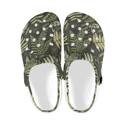 Fern Leave Green Print Pattern Unisex Clogs Shoes
