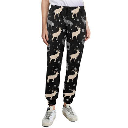 elk Design Print Pattern JJ0197 Women's Casual Track Pants