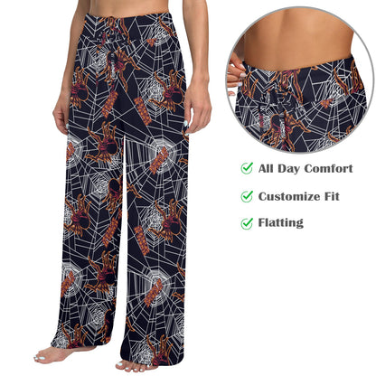 Tarantula Spiderwebs Pattern Print Design 01 Women's Wide Leg Lounge Pants