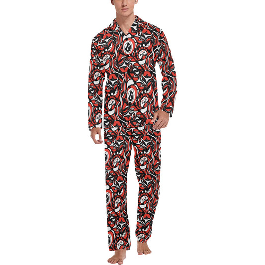 Native North American Themed Print Men's Long Pajama Set