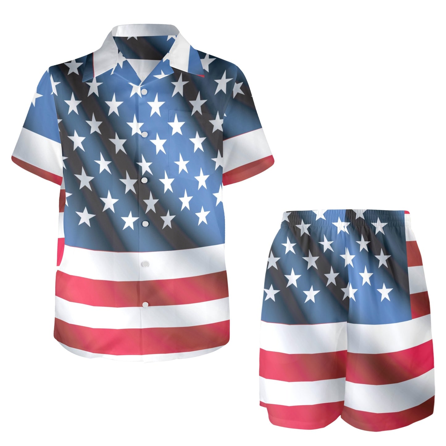 American flag Classic Men's Beach Shirt and Shorts Set