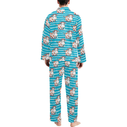 Cow Cute Print Pattern Men's Long Pajama Set