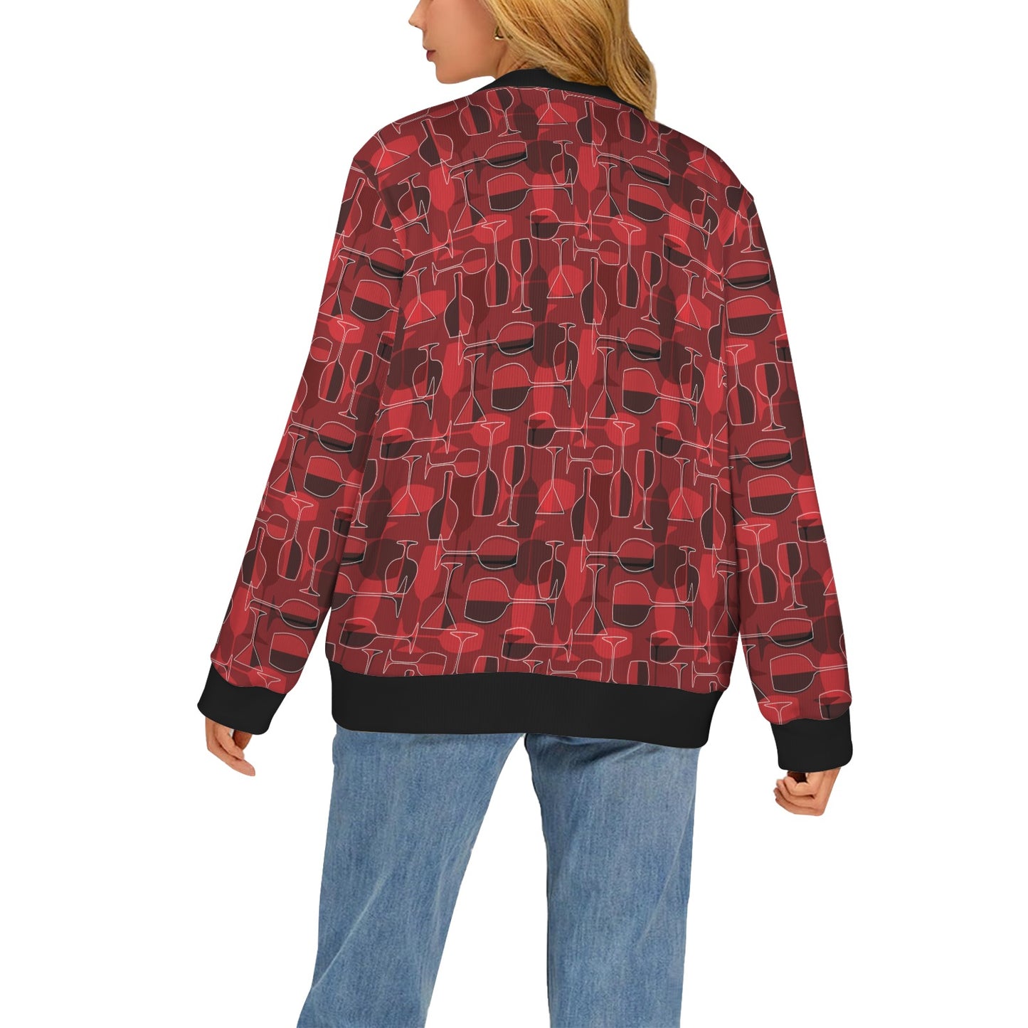 Wine Glass Print Design LKS301 Women's Cardigan