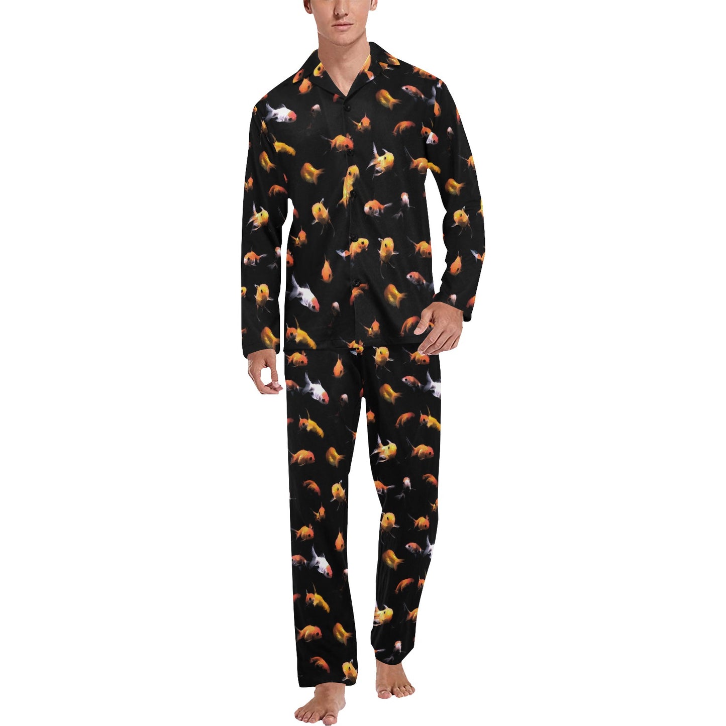Goldfish Print Design LKS402 Men's Long Pajama Set