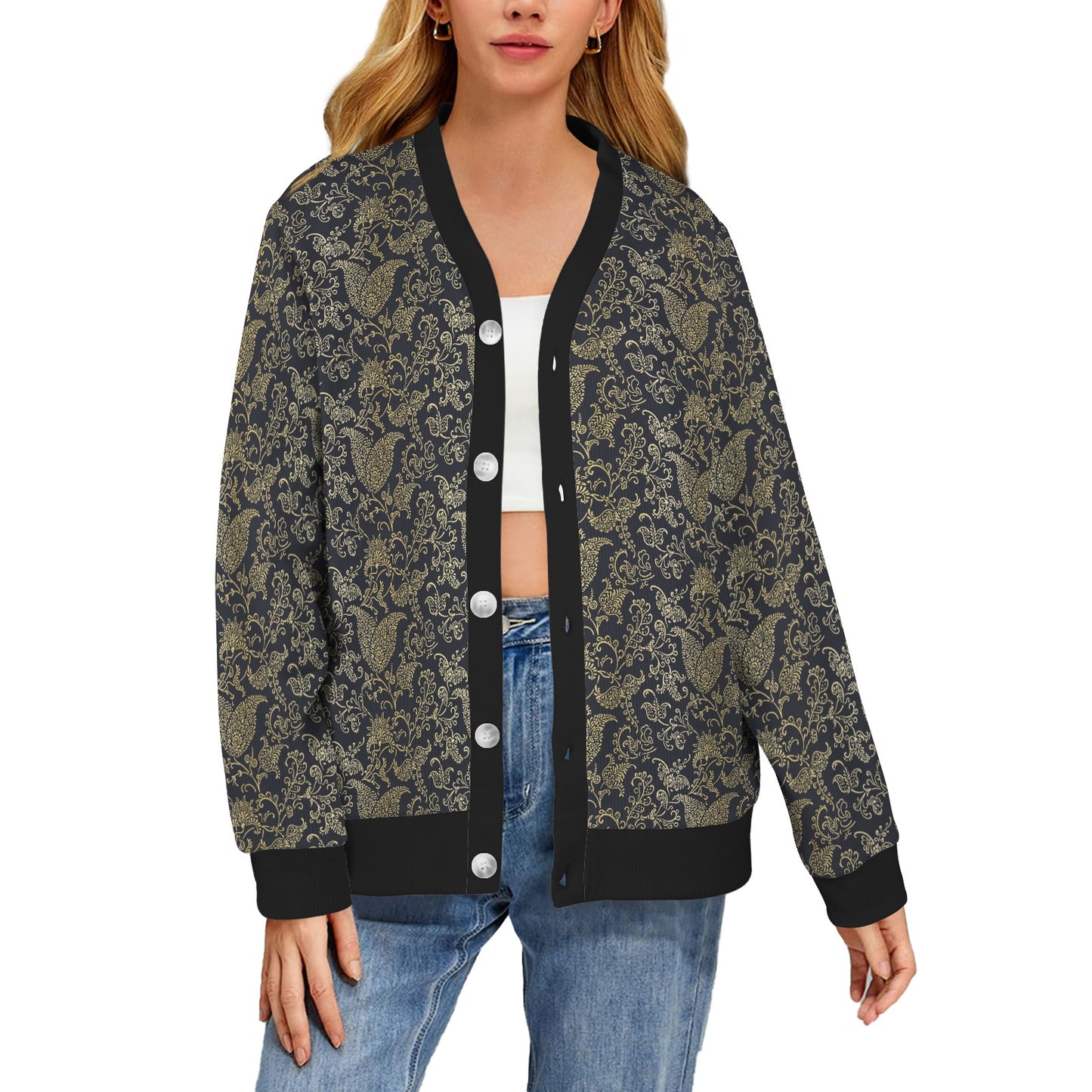 Brocade Pattern Print Design 04 Women's Cardigan