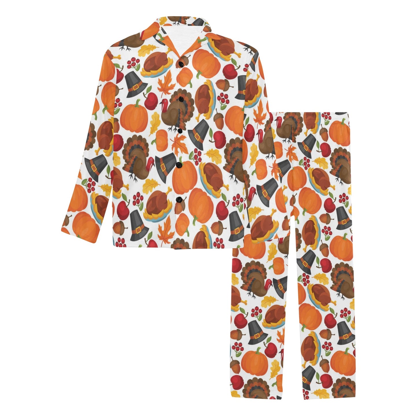 Thanksgiving Print Design LKS304 Men's Long Pajama Set
