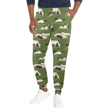 Cow on Grass Print Pattern Men's Casual Track Pants