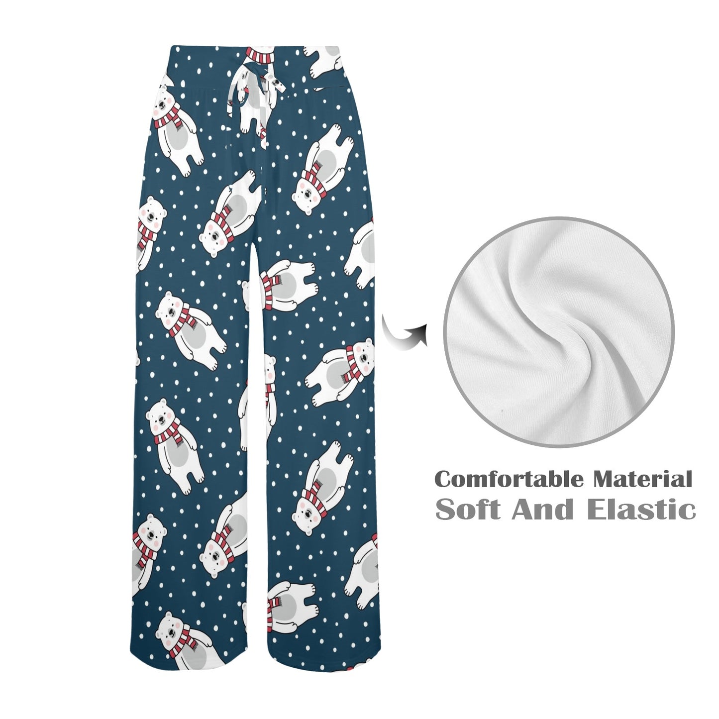 Polar Bear Pattern Print Design PB05 Women's Wide Leg Lounge Pants