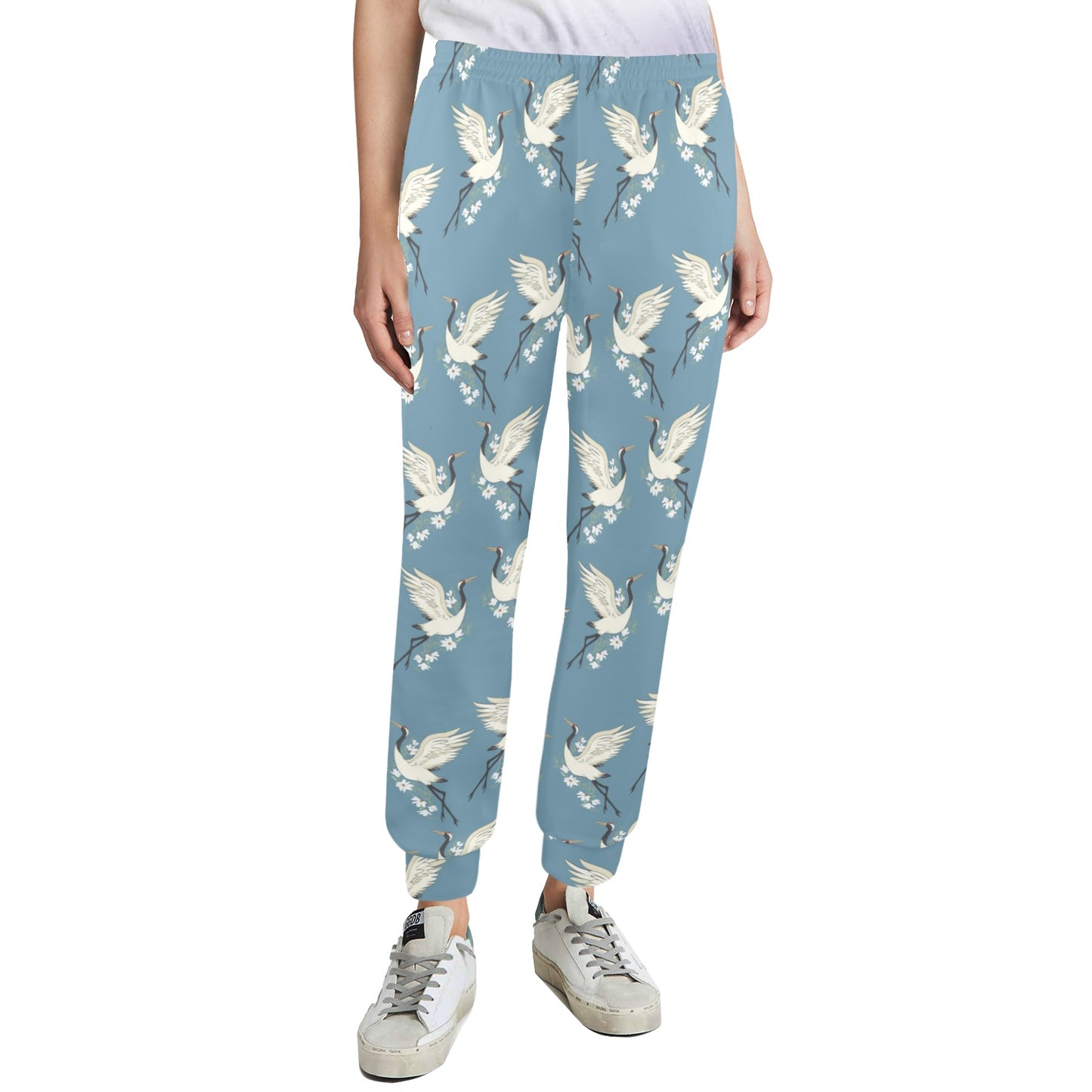 Crane Pattern Print Design 05 Women's Casual Track Pants