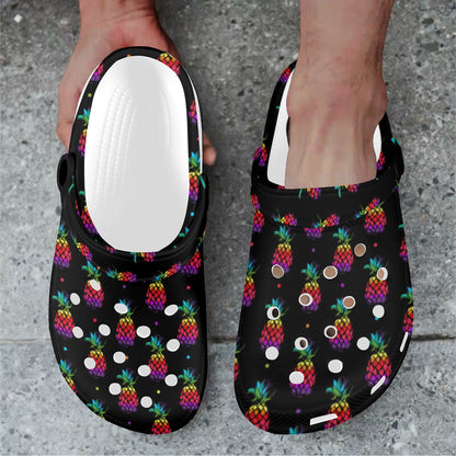 Pineapple Rainbow Dot Print Unisex Clogs Shoes
