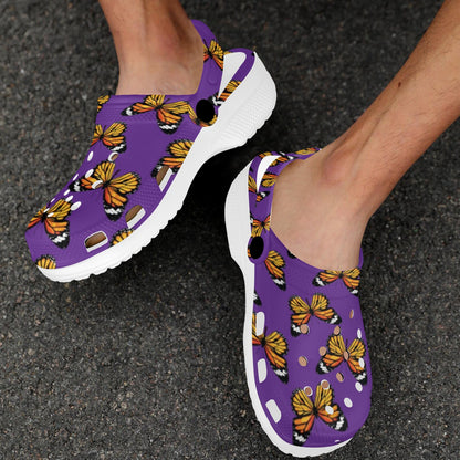 Monarch Butterfly Purple Print Pattern Unisex Clogs Shoes