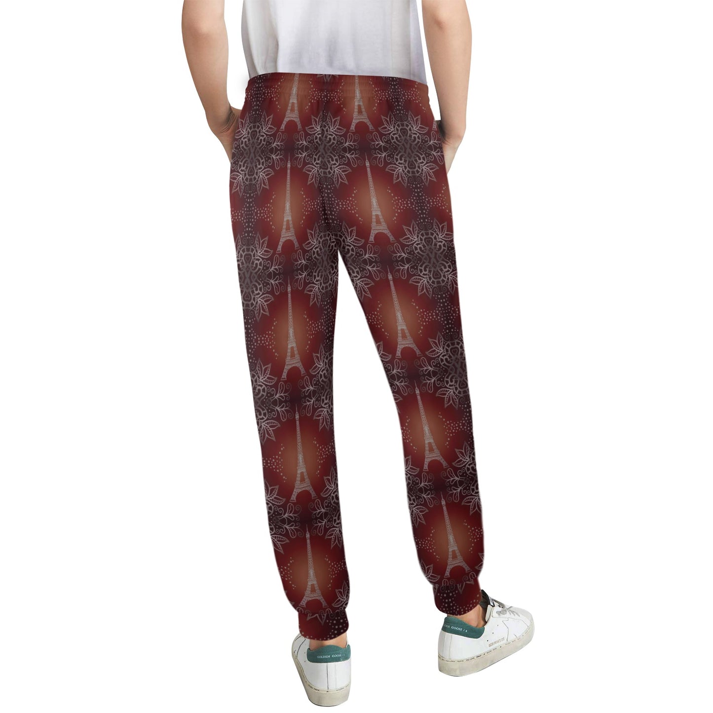 Eiffel Tower Drawing Print Women's Casual Track Pants