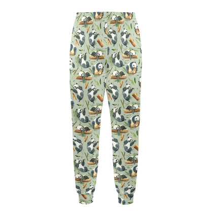 Panda Bear Design Bamboo Print Men's Casual Track Pants